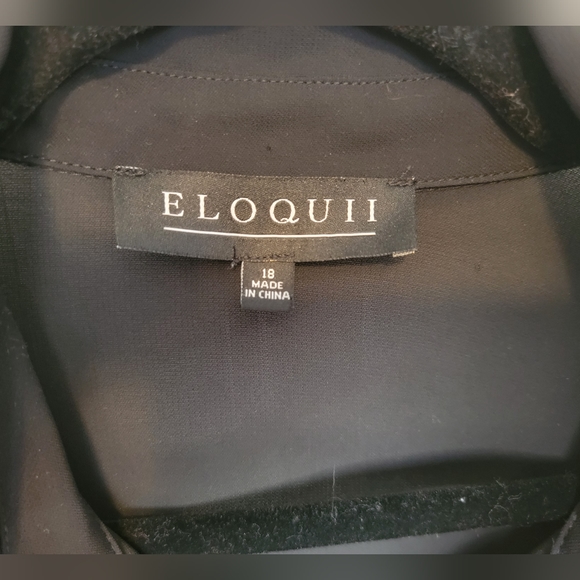 Eloquii Women's Plus Size Black Chiffon Collared Blouse with Flutter Trim - 18 - Picture 7 of 13